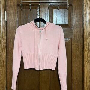 SHEIN Pink Cropped Hoodie Sweater
